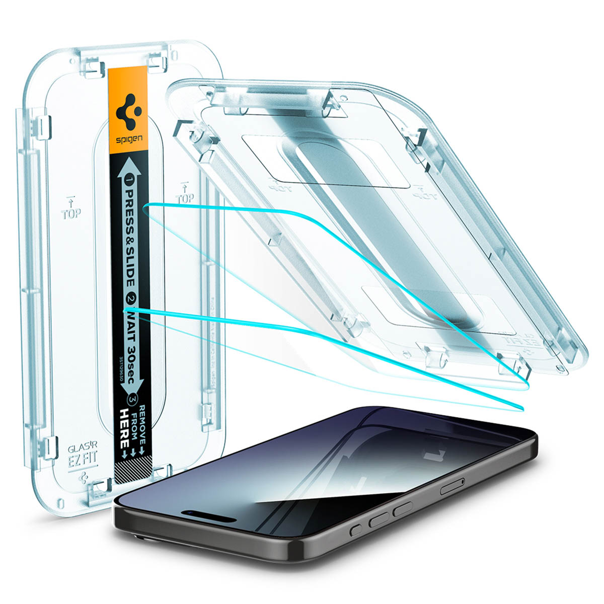 Spigen GLAStR EZ Fit Screenprotector 2 Pack + Applicator voor de Apple iPhone 15 Pro