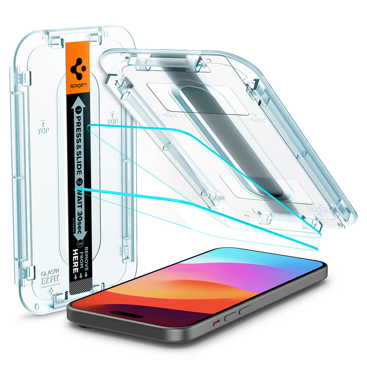 Spigen GLAStR EZ Fit Screenprotector 2 Pack + Applicator voor de Apple iPhone 16 / 15