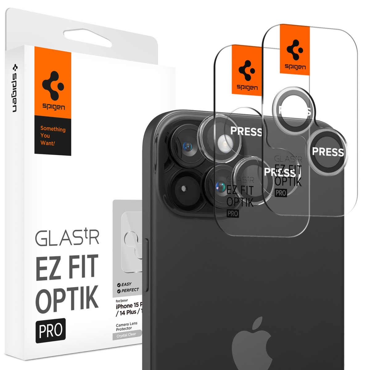Spigen Optik Pro EZ Fit Lens Protector - Cameralens bescherming (2-pack) voor de Apple iPhone 15 / 15 Plus - Crystal Clear