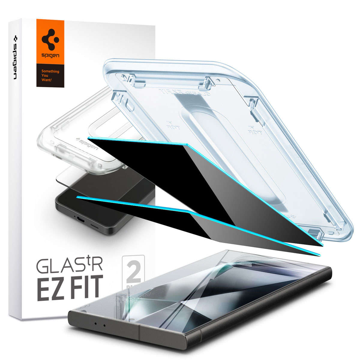 Spigen GLAStR Privacy EZ Fit Screenprotector + Applicator - 2-pack voor de Samsung Galaxy S24 Ultra