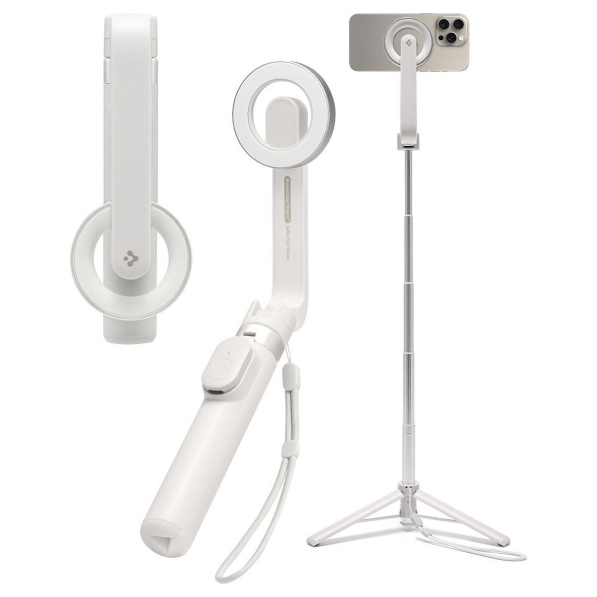 Spigen Trépied Selfie Stick MagSafe - avec télécommande - Universel - 74CM - Dune Beige