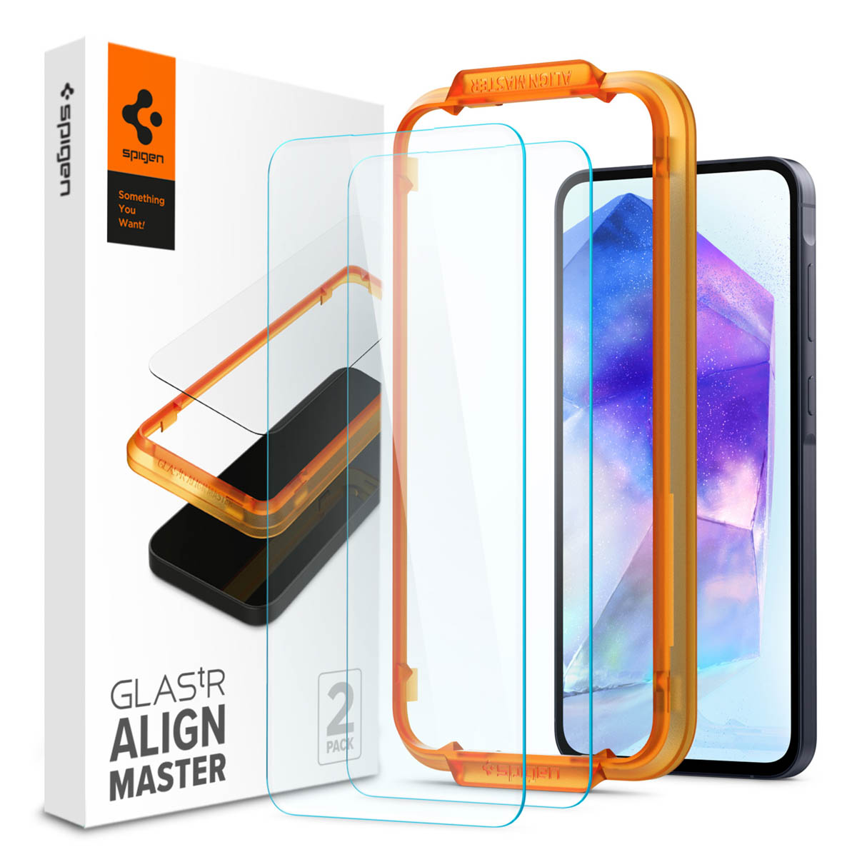 Spigen GLAStR EZ Fit Screenprotector 2 Pack + Applicator voor de Samsung Galaxy A55