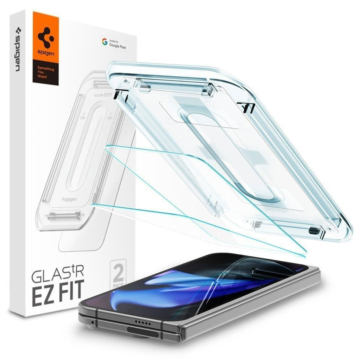 Spigen GLAStR EZ Fit Screenprotector 2 Pack + Applicator voor de Google Pixel 9 Pro Fold