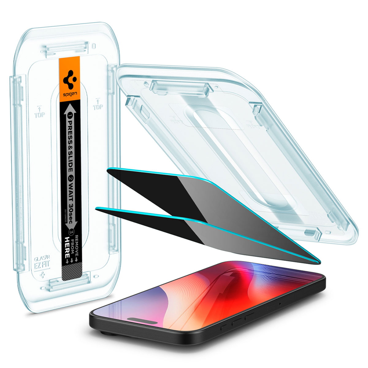Spigen GLAStR Privacy EZ Fit Screenprotector + Applicator - 2-pack voor de Apple iPhone 16 Pro Max / 17 Pro Max