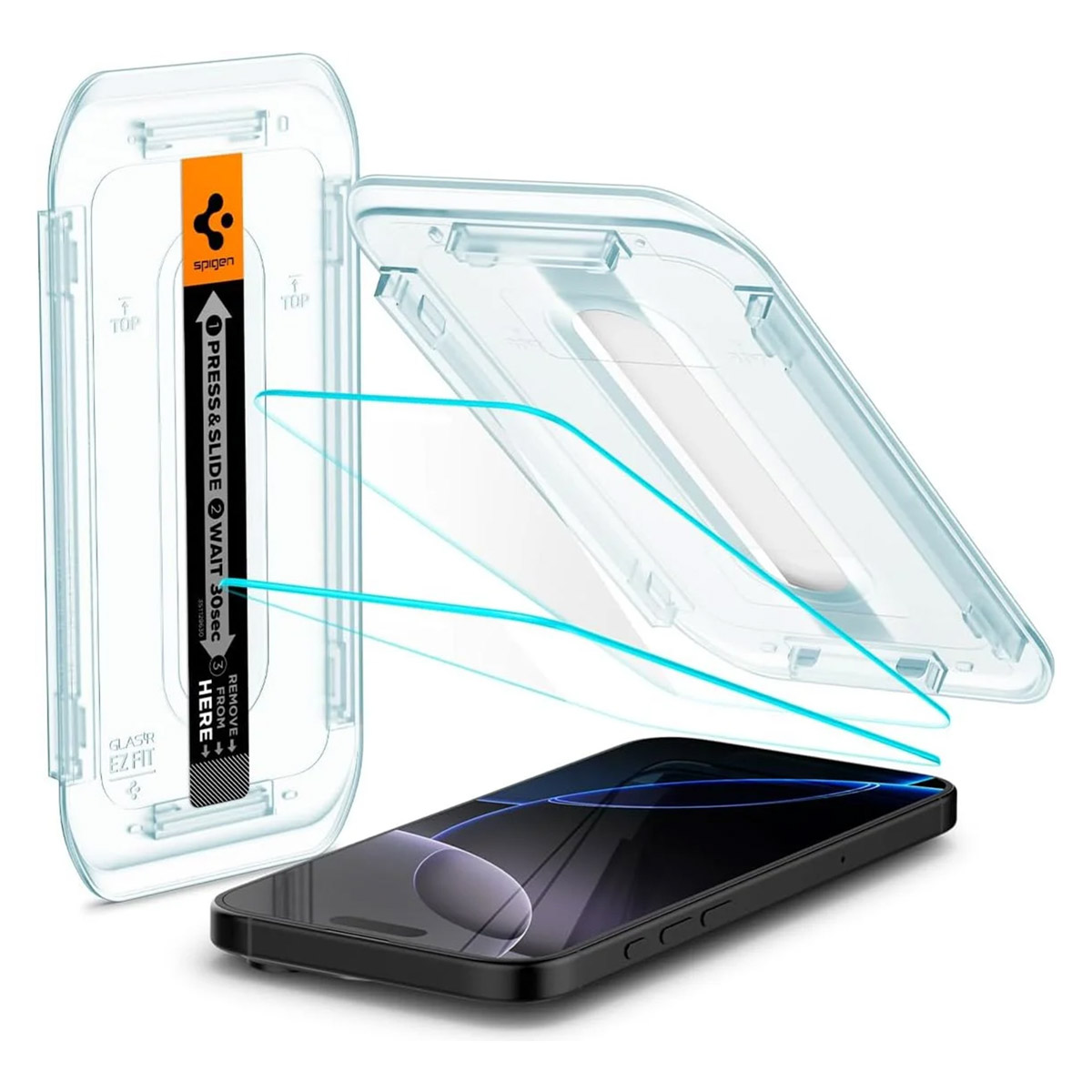 Spigen GLAStR EZ Fit Screenprotector 2 Pack + Applicator voor de Apple iPhone 17 / 17 Pro / 16 Pro