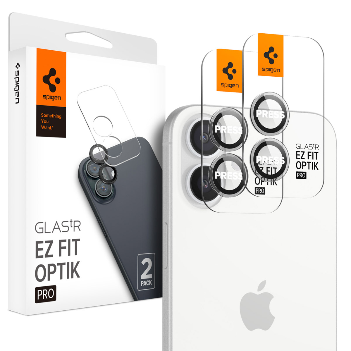 Spigen GLAStR EZ Fit Optik Pro Protection d'objectif de caméra (pack de 2) Apple iPhone 16 / 16 Plus - Noir