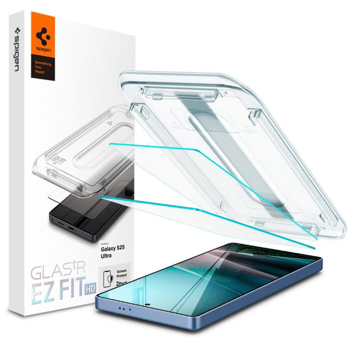 Spigen GLAStR EZ Fit Screenprotector 2 Pack + Applicator voor de Samsung Galaxy S25 Ultra