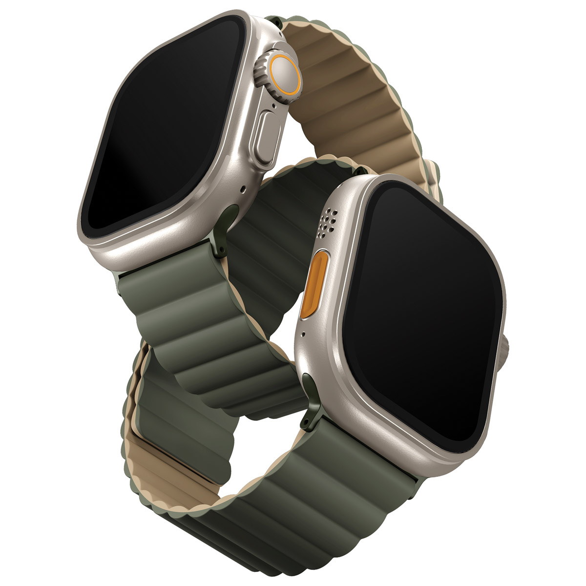 Uniq Bracelet Revix réversible Apple Watch | 44/45/46/49 mm - Moss Green / Tan