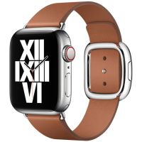 Apple Leather Band Modern Buckle Apple Watch Series 1-9 / SE - 38/40/41 mm - Maat L - Saddle Brown