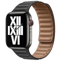 Apple Leather Link Apple Watch Series 1-9 / SE / Ultra (2) - 42/44/45/49 mm - Maat S - Black
