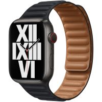Apple Leather Link Apple Watch Series 1-9 / SE / Ultra (2) - 42/44/45/49mm - Maat S/M - Midnight