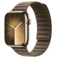 Apple Leather Link Apple Watch Series 1-9 / SE / Ultra (2) - 42/44/45/49 mm - Maat S/M - Taupe