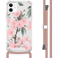 iMoshion Design hoesje met koord iPhone 11 - Bloem - Roze / Groen