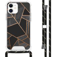 iMoshion Design hoesje met koord iPhone 12 Mini - Grafisch Koper - Zwart / Goud