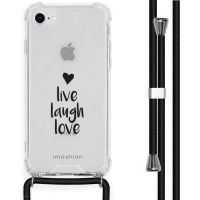 iMoshion Design hoesje met koord iPhone SE (2022 / 2020) / 8 / 7 - Live Laugh Love - Zwart