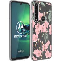 iMoshion Design hoesje Motorola Moto G8 Power - Bloem - Roze / Groen