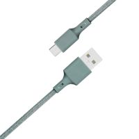 Just Green Micro-USB naar USB kabel - Recyclebaar - Gevlochten katoen - 2.1A - 2 meter - Groen