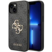 Guess 4G Metal Logo Backcover iPhone 15 - Grijs