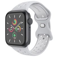 iMoshion Sport⁺ bandje Apple Watch Series 1-9 / SE - 38/40/41 mm - Maat S/M - Pure Platinum & White
