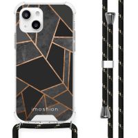 iMoshion Design hoesje met koord iPhone 13 Mini - Grafisch Koper - Zwart / Goud