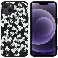 iMoshion Design hoesje iPhone 13 - Bloem - Wit / Zwart