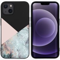iMoshion Design hoesje iPhone 13 - Marmer - Roze / Zwart