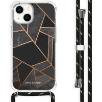 iMoshion Design hoesje met koord iPhone 14 - Grafisch Koper - Zwart / Goud