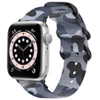 iMoshion Nylon bandje Apple Watch Series 1-8 / SE - 38/40/41mm - Camouflage Grijs