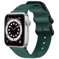 iMoshion Nylon bandje Apple Watch Series 1-8 / SE - 38/40/41mm - Donkergroen