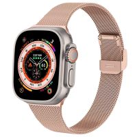 iMoshion Milanees vouwbandje Apple Watch Series 1-8 / SE / Ultra - 42/44/45/49 mm - Rosé Goud