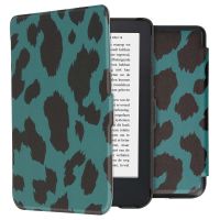 iMoshion Design Slim Hard Case Sleepcover Bookcase Kobo Clara 2E / Tolino Shine 4 - Green Leopard