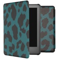 iMoshion Design Slim Hard Case Sleepcover Bookcase Amazon Kindle 10 - Green Leopard