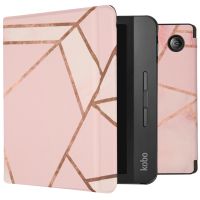 iMoshion Design Slim Hard Case Sleepcover Bookcase met stand Kobo Libra H2O - Pink Graphic
