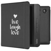 iMoshion Design Slim Hard Case Sleepcover Bookcase met stand Kobo Libra H2O - Live Laugh Love