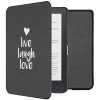 iMoshion Design Slim Hard Case Sleepcover Bookcase Kobo Clara HD-Live Laugh Love