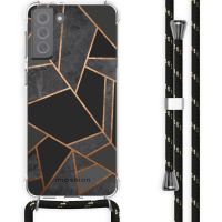 iMoshion Design hoesje met koord voor Samsung Galaxy S21 FE - Grafisch Koper - Zwart / Goud