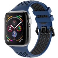 iMoshion Siliconen sport bandje gesp Apple Watch Series 1-8 / SE - 38/40/41mm - Blauw / Zwart
