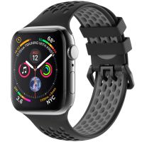 iMoshion Siliconen sport bandje gesp Apple Watch Series 1-8 / SE - 38/40/41mm - Zwart / Grijs