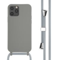 iMoshion Siliconen hoesje met koord iPhone 12 (Pro) - Lichtgrijs