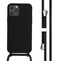 iMoshion Siliconen hoesje met koord iPhone 12 (Pro) - Zwart