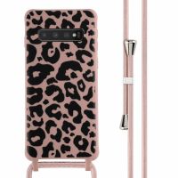 iMoshion Siliconen design hoesje met koord Samsung Galaxy S10 - Animal Pink
