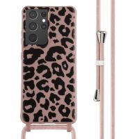 iMoshion Siliconen design hoesje met koord Samsung Galaxy S21 Ultra - Animal Pink