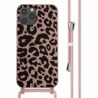 iMoshion Siliconen design hoesje met koord iPhone 12 (Pro) - Animal Pink
