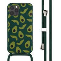 iMoshion Siliconen design hoesje met koord iPhone 11 Pro - Avocado Green