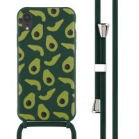 iMoshion Siliconen design hoesje met koord iPhone Xr - Avocado Green