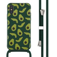 iMoshion Siliconen design hoesje met koord iPhone X / Xs - Avocado Green