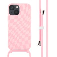 iMoshion Siliconen design hoesje met koord iPhone 13 Mini - Retro Pink