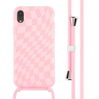 iMoshion Siliconen design hoesje met koord iPhone Xr - Retro Pink
