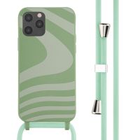 iMoshion Siliconen design hoesje met koord iPhone 12 (Pro) - Retro Green