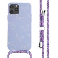 iMoshion Siliconen design hoesje met koord iPhone 12 (Pro) - Butterfly